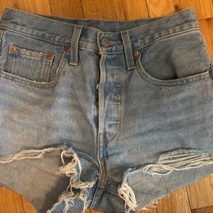 Levi's Blue Distressed Jean Shorts